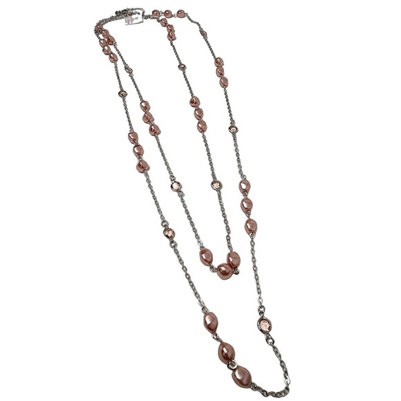 Lia Sophia - Pink Beads, Crystals Extra Long Necklace "Sparkling Rosé" (60"-63") - Picture 2 of 9